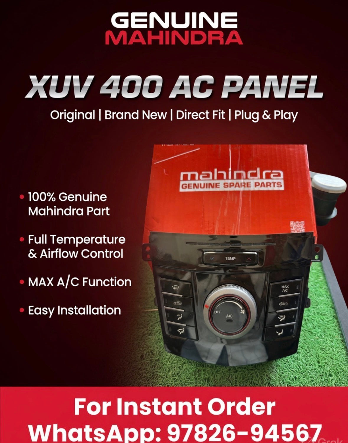 Mahindra XUV400 EV AC Control Panel | HVAC Climate Control Panel