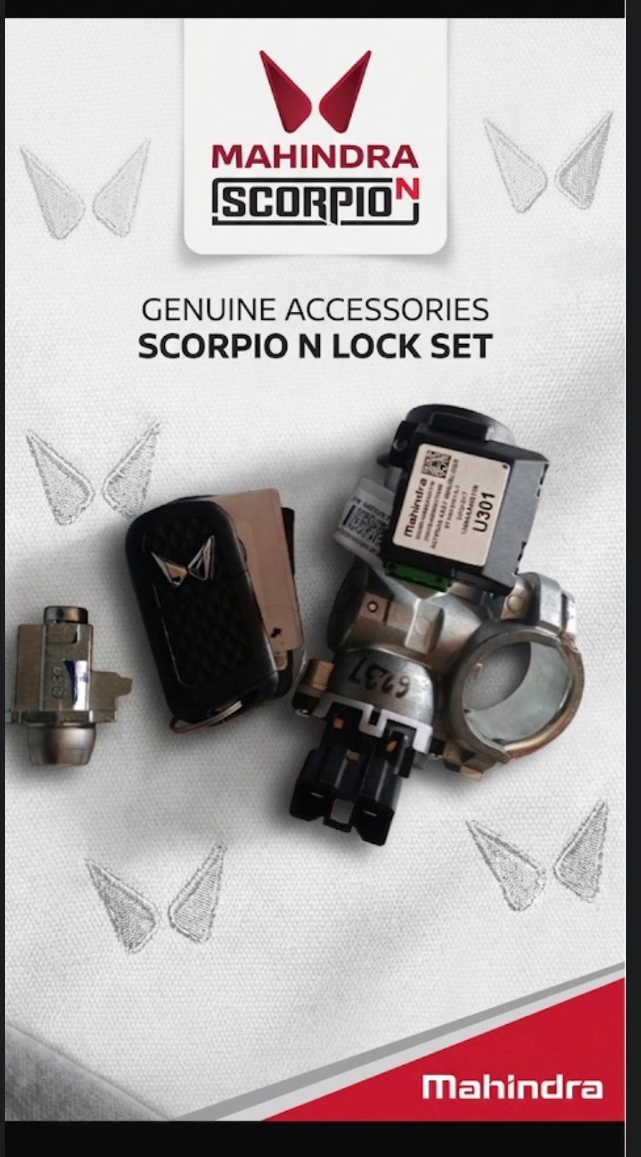 Mahindra Scorpio N Ignition Switch Lock Set with Remote Key & Immobilizer