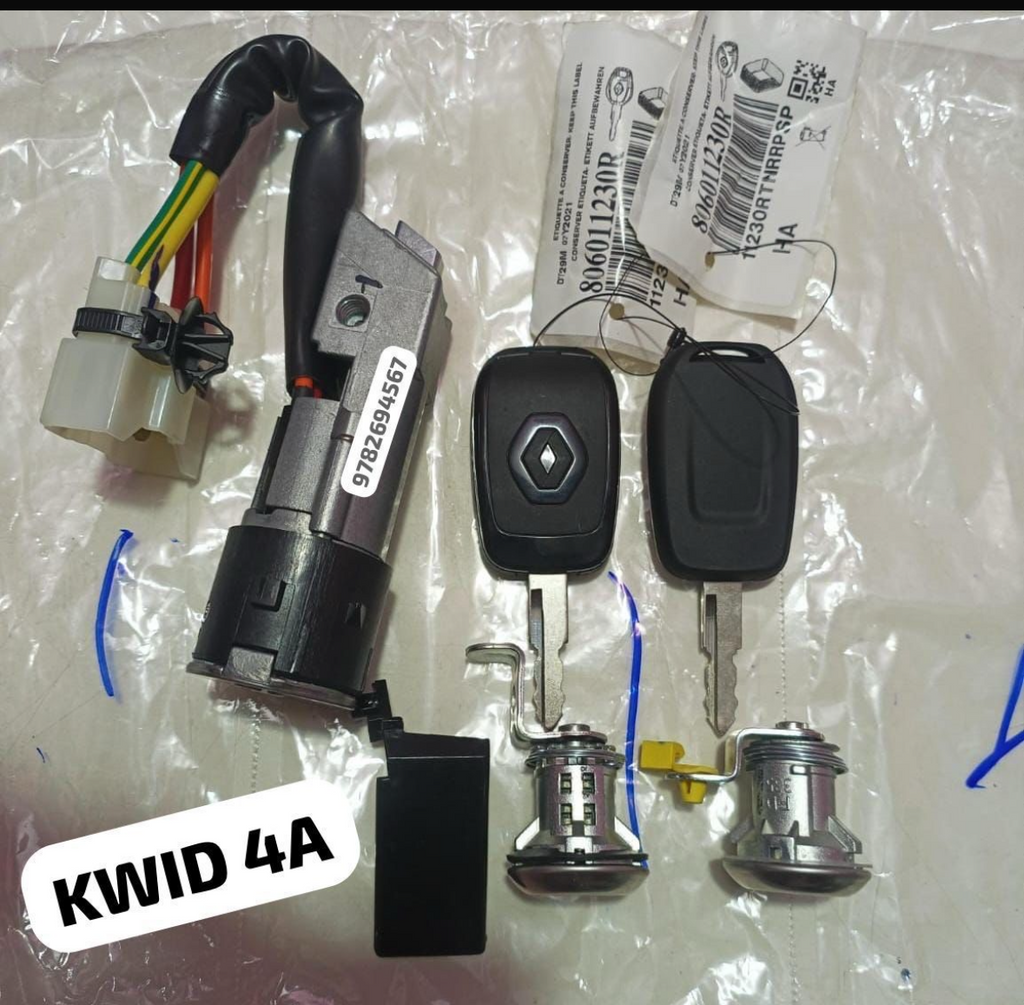Renault Kwid Lock Set with ID 4A Key | Complete Ignition & Door Lock Kit