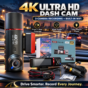 Dash Cam Ultra HD 4K | 3 Camera Front, Rear & Interior | Model A301