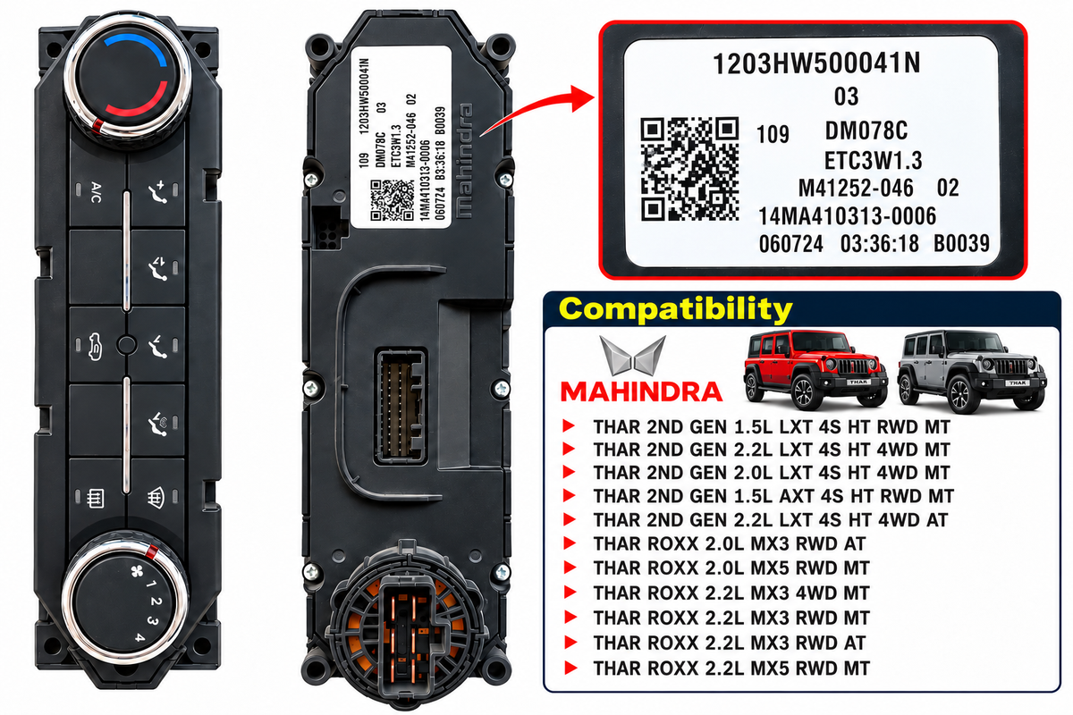 Mahindra Thar / Thar ROXX AC Control Panel | 1203HW500041N