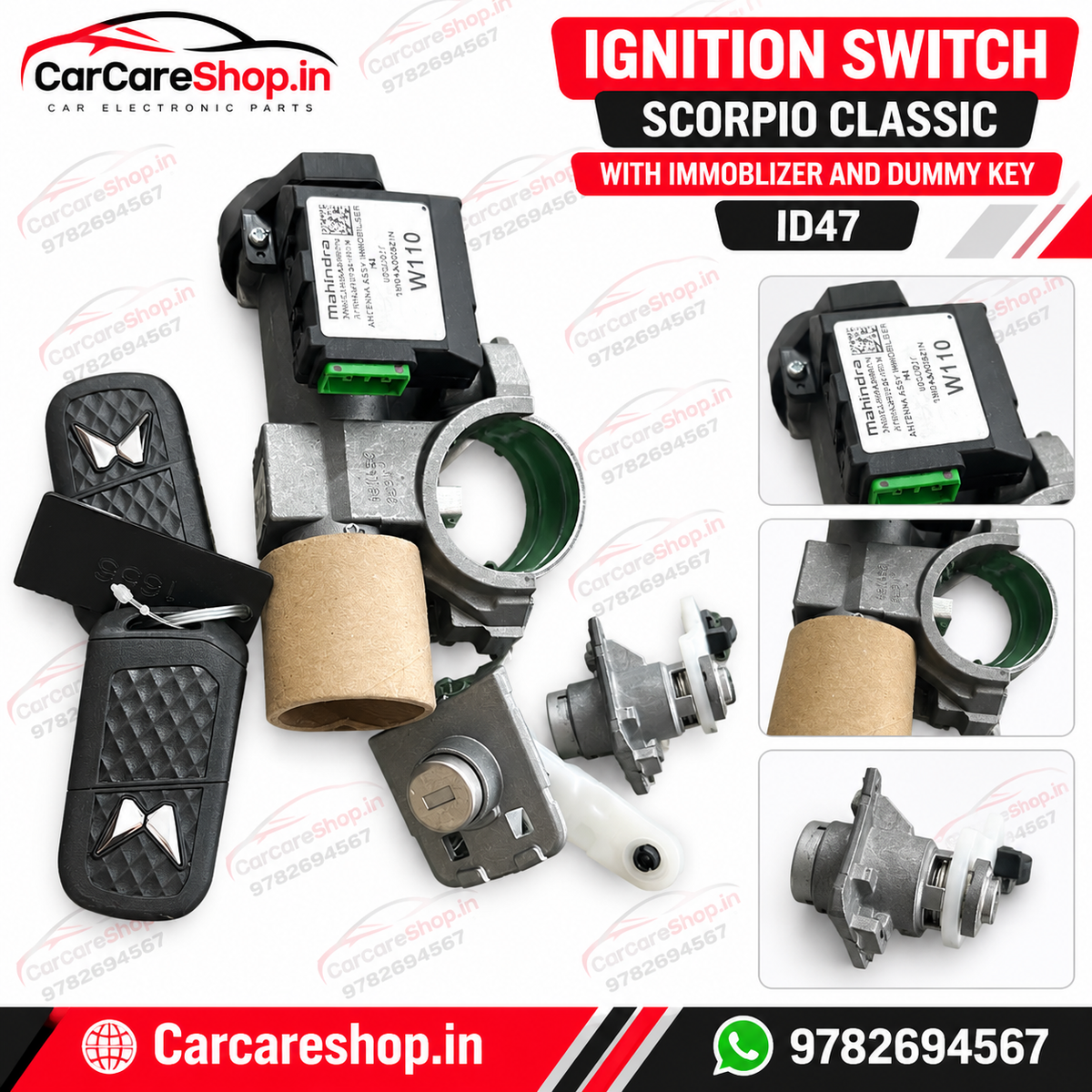 Mahindra Scorpio Classic Ignition Switch Lock Set | Immobilizer & Dummy Key | ID47